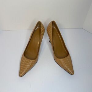 Lauren Ralph Lauren Tan Faux Leather Snakeskin Heels Womens Designer